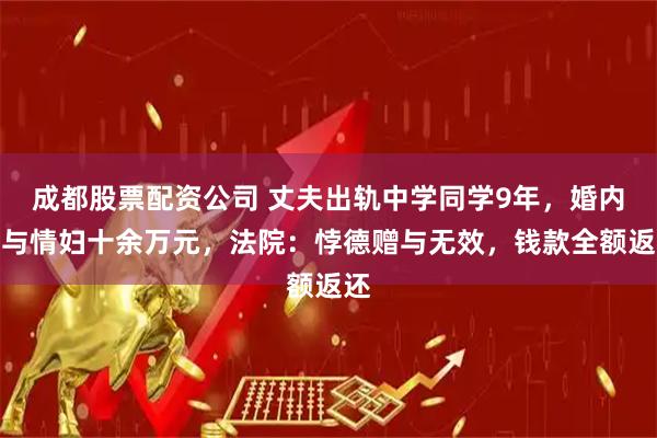 成都股票配资公司 丈夫出轨中学同学9年，婚内赠与情妇十余万元，法院：悖德赠与无效，钱款全额返还